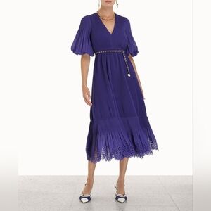 Zimmermann v neck Plunge midi dress purple size 2 = 6-8 usa